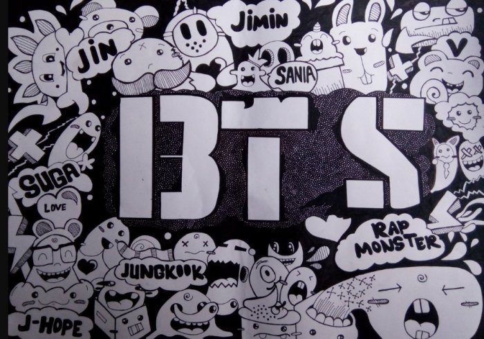 Gambar Doodle BTS