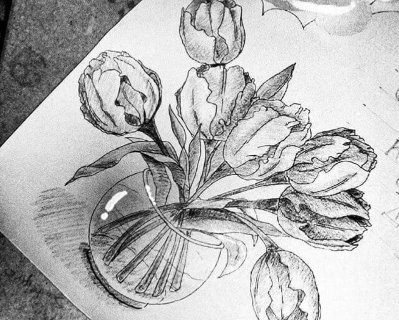 gambar sketsa bunga - Thegorbalsla