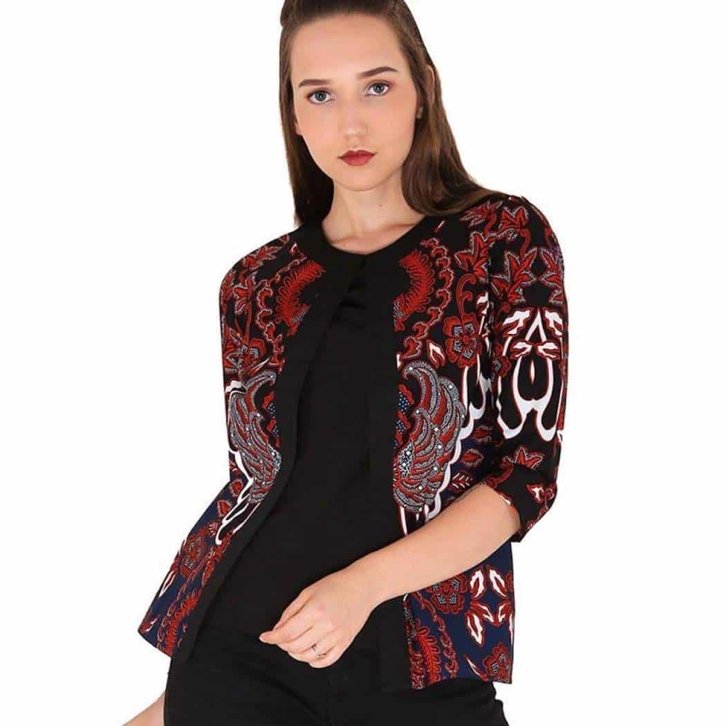 Atasan Blazer Batik Merah  Hitam  Thegorbalsla