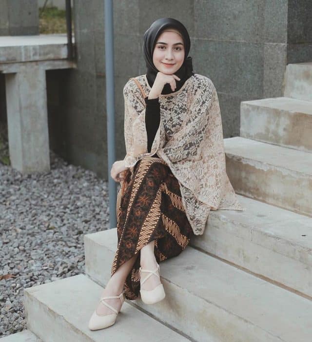 Model Baju Gamis Brokat Warna Coklat Susu  Hijab Muslimah