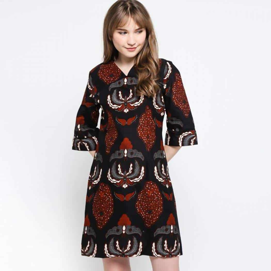 Model Batik Dress Semi Lengan Lonceng  Thegorbalsla
