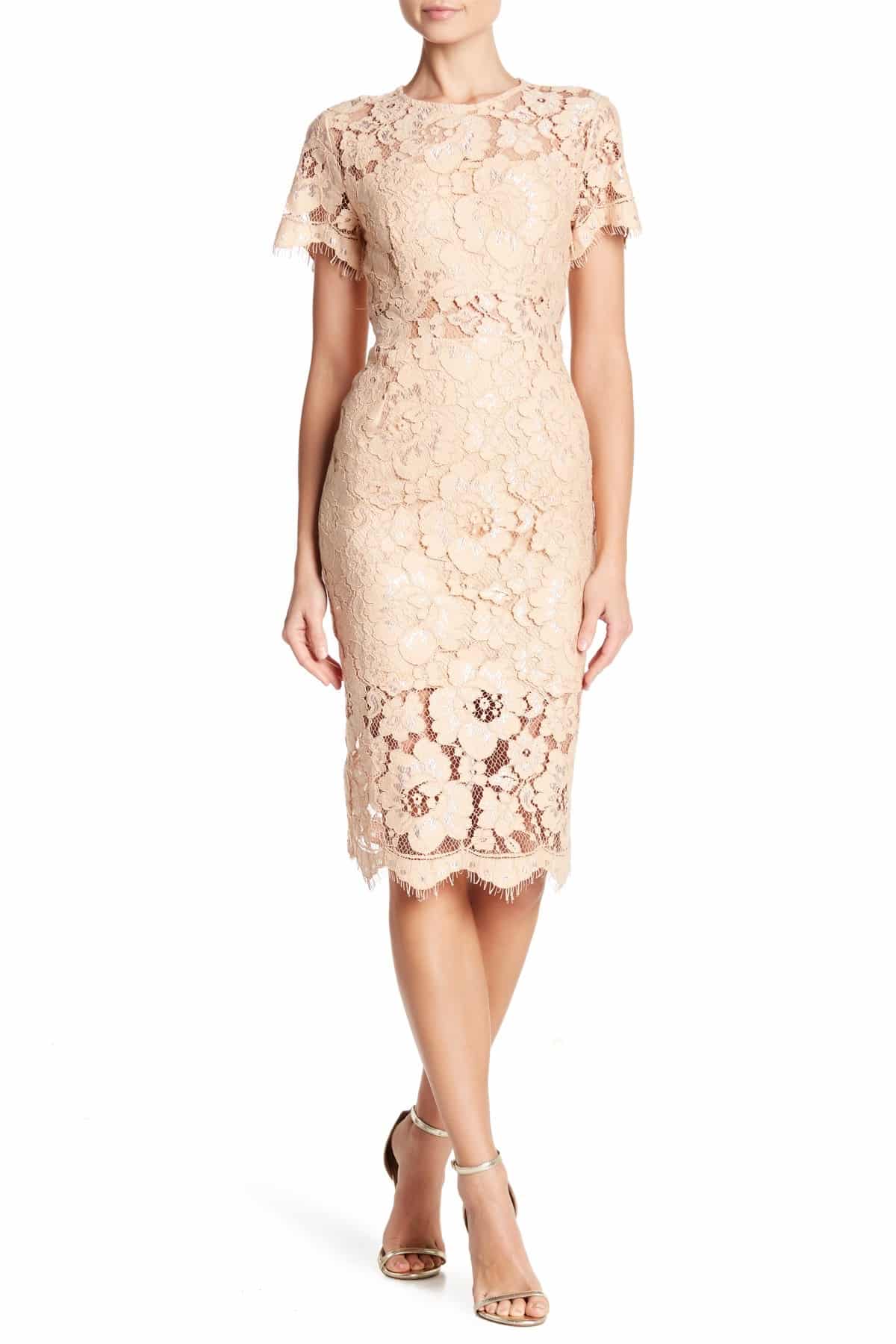 Model Dress Dengan Brokat Skin Color - Thegorbalsla