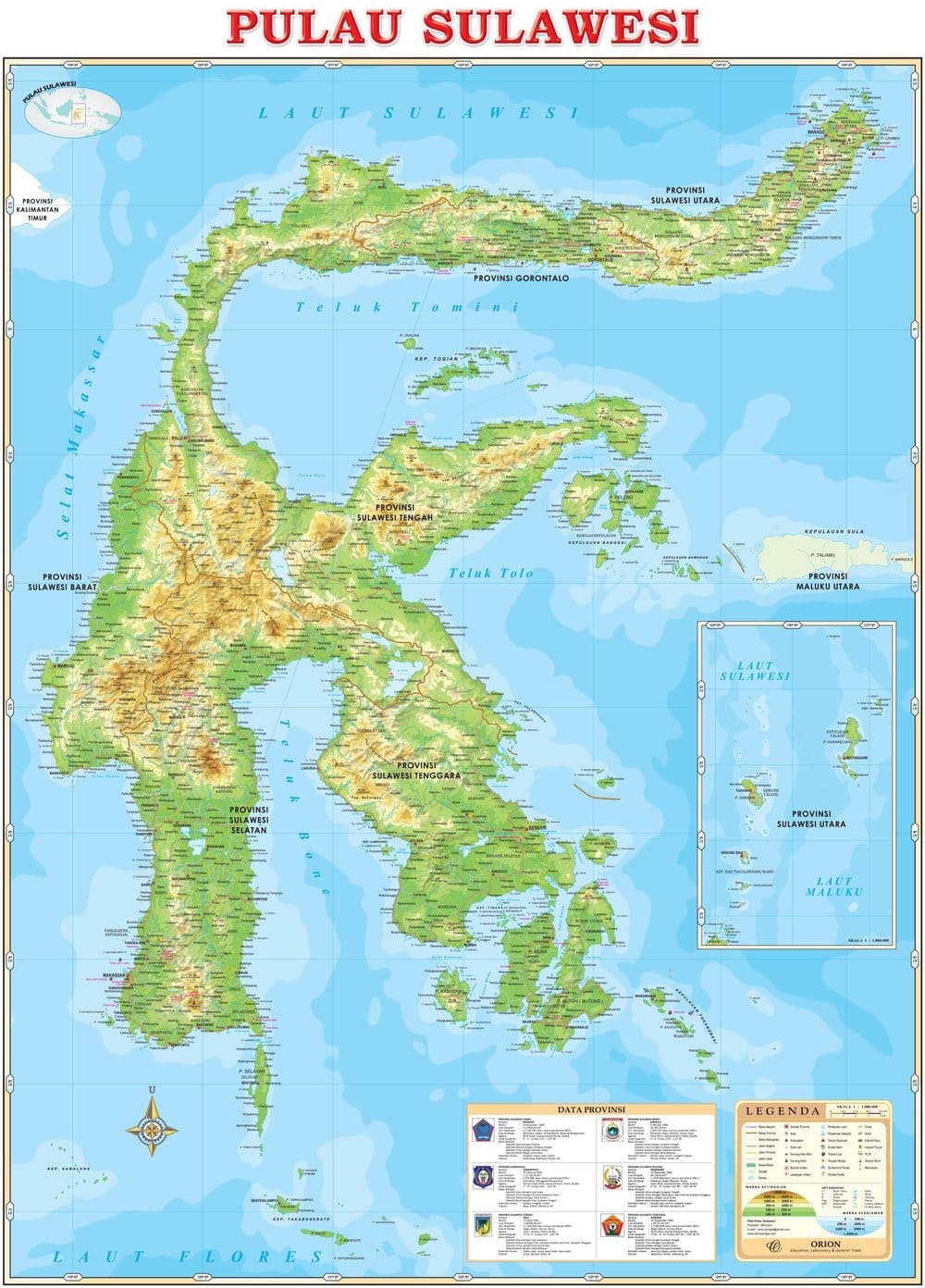Peta Pulau Sulawesi  Lengkap Thegorbalsla