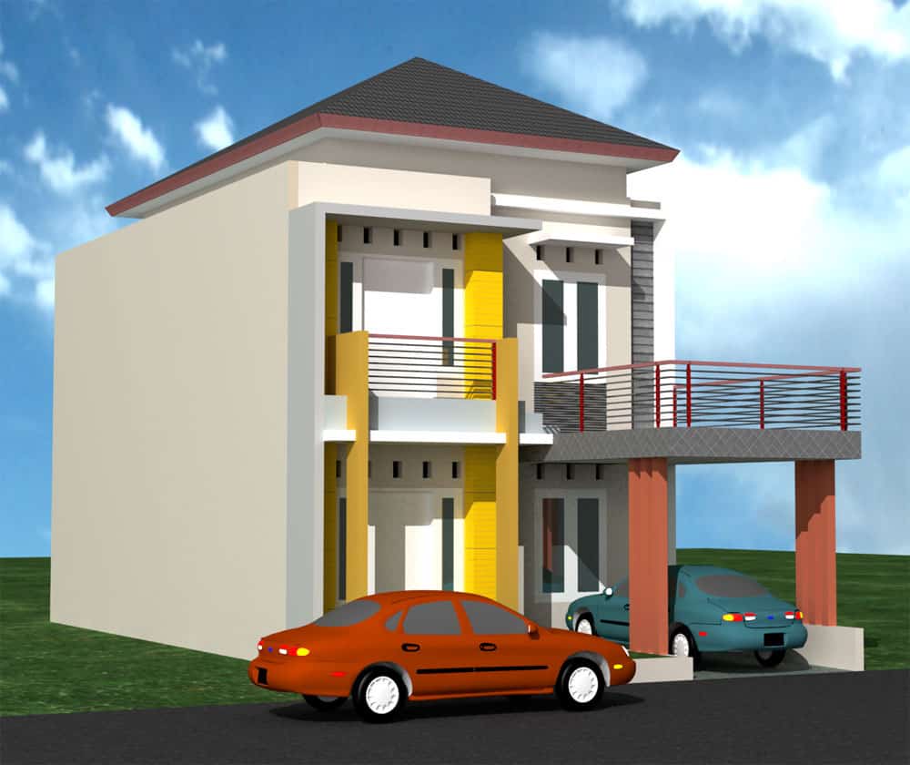 Contoh Desain Rumah 2 Lantai Penuh Warna - Thegorbalsla