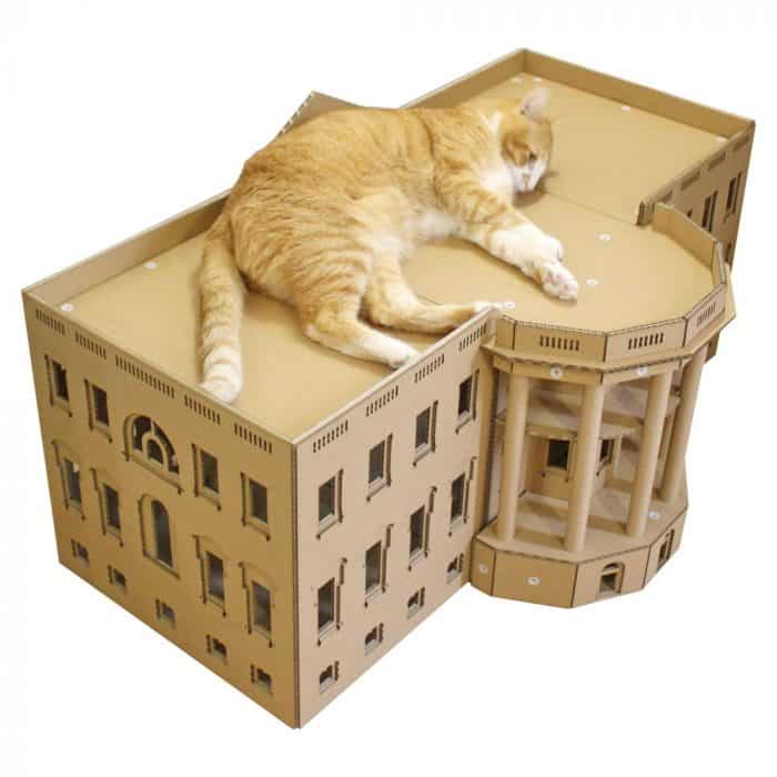 Gedung Mewah dari Kardus untuk Tempat Tidur Kucing