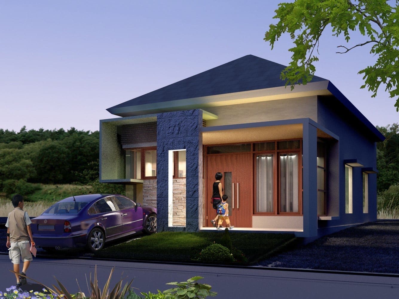  Rumah  modern pedesaan garasi  samping  Thegorbalsla