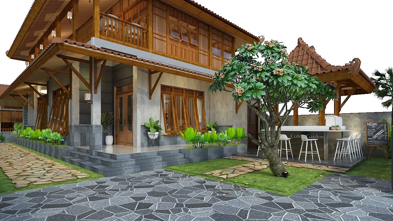Contoh Desain Rumah Kayu Minimalis Dua Lantai dengan Batu - Thegorbalsla
