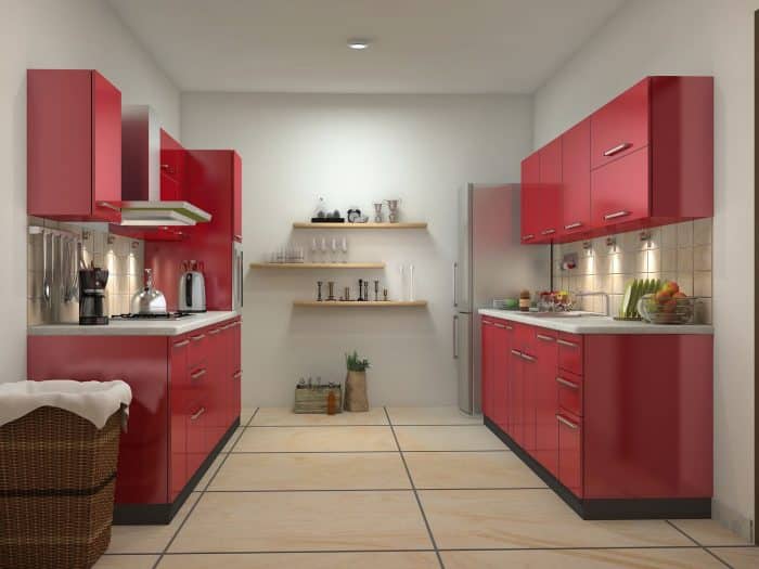 45 Contoh Desain Dapur Warna Merah Mewah Dan Elegan