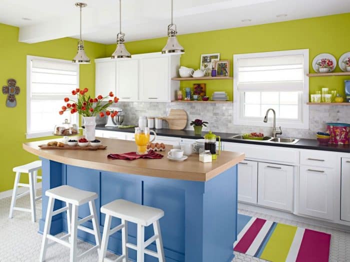 Desain dapur cantik biru hijau