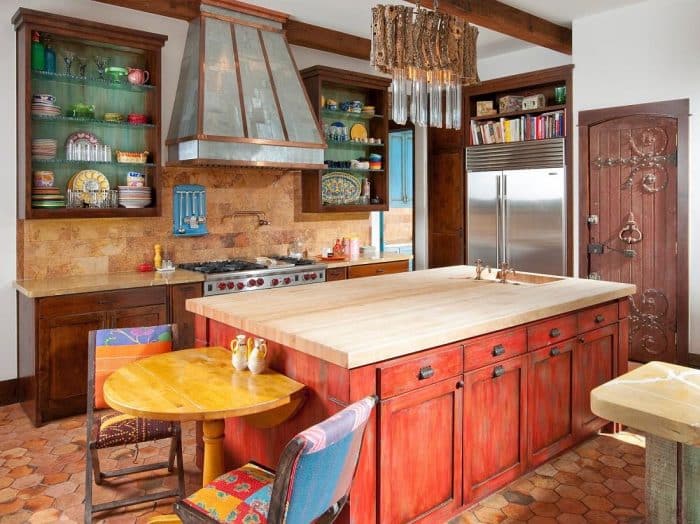 Desain dapur kayu dengan cat cantik