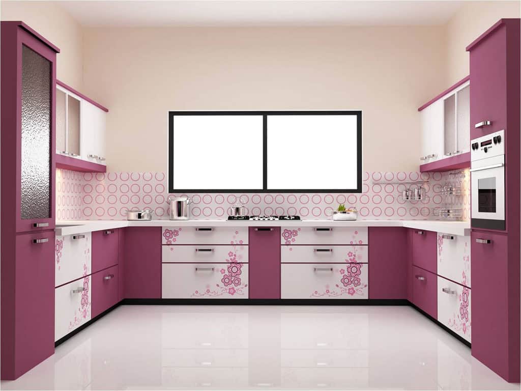 Desain dapur minimalis geometris pink - Thegorbalsla