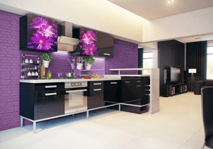 Desain dapur moden ungu-hitam