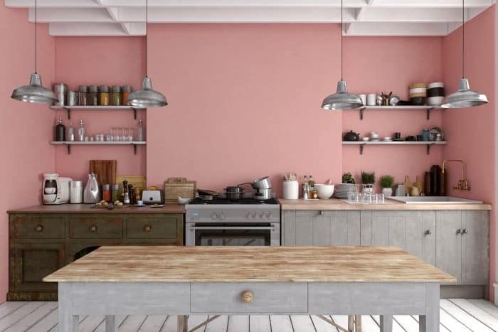 Contoh Desain Dapur  Warna Pink tercantik 