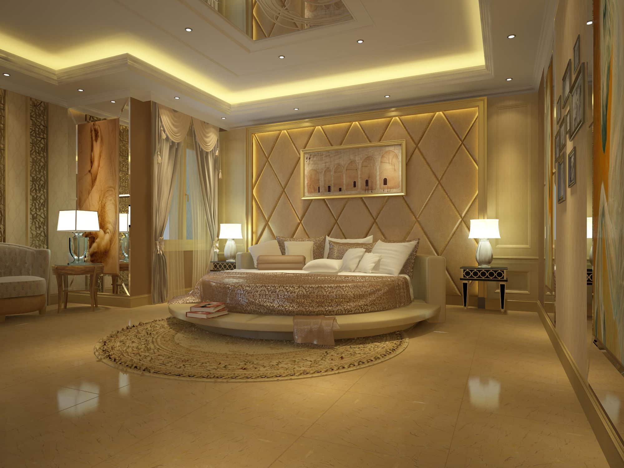  Desain  kamar  emas  dengan taburan cahaya Thegorbalsla