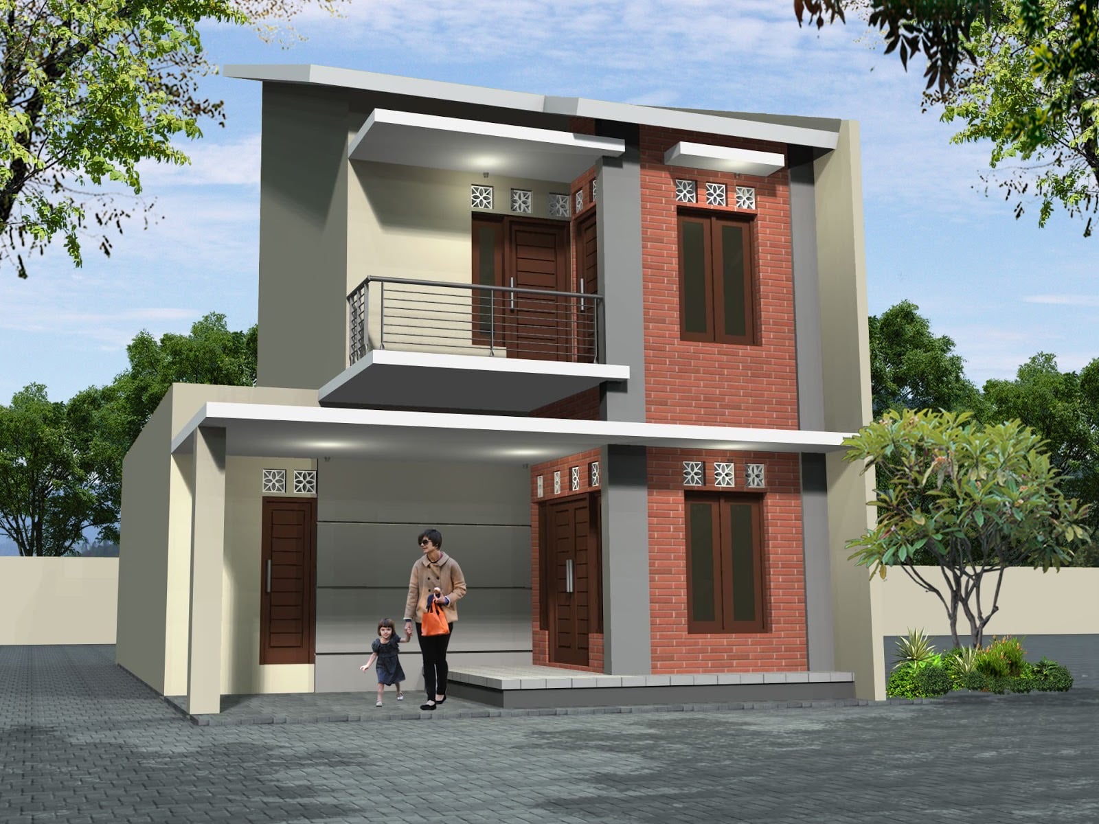  Desain rumah type 45  berwarna marun Thegorbalsla