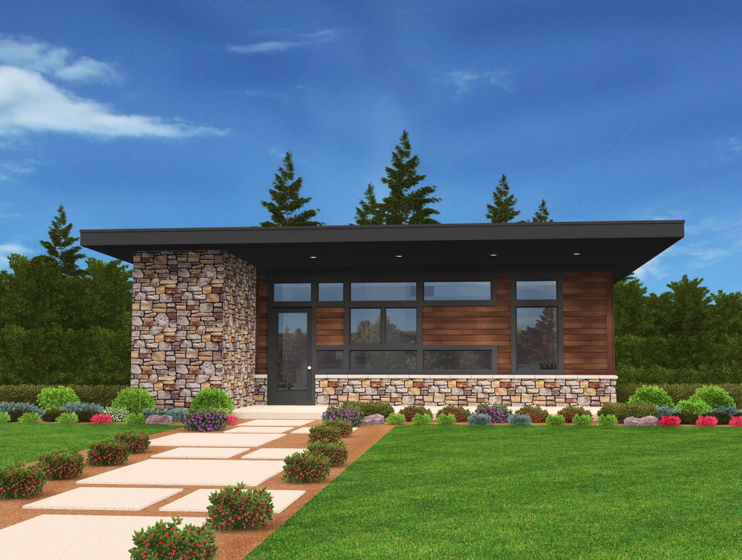 36 Rumah minimalis kayu batu alam
