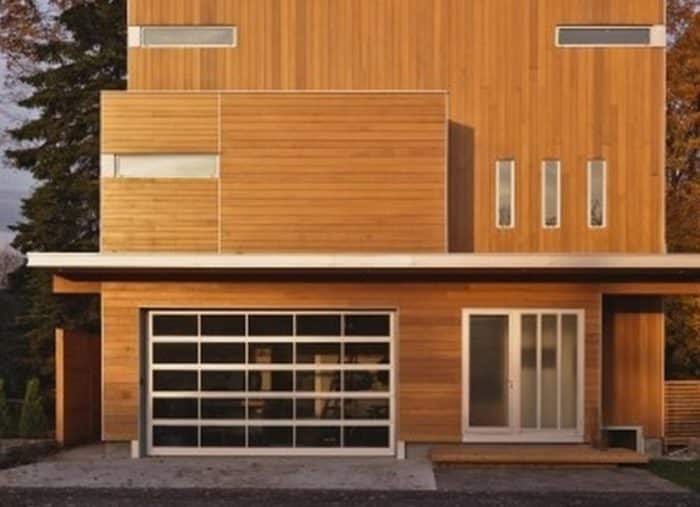Desain Rumah Tampak Depan Berdinding Kayu Modern