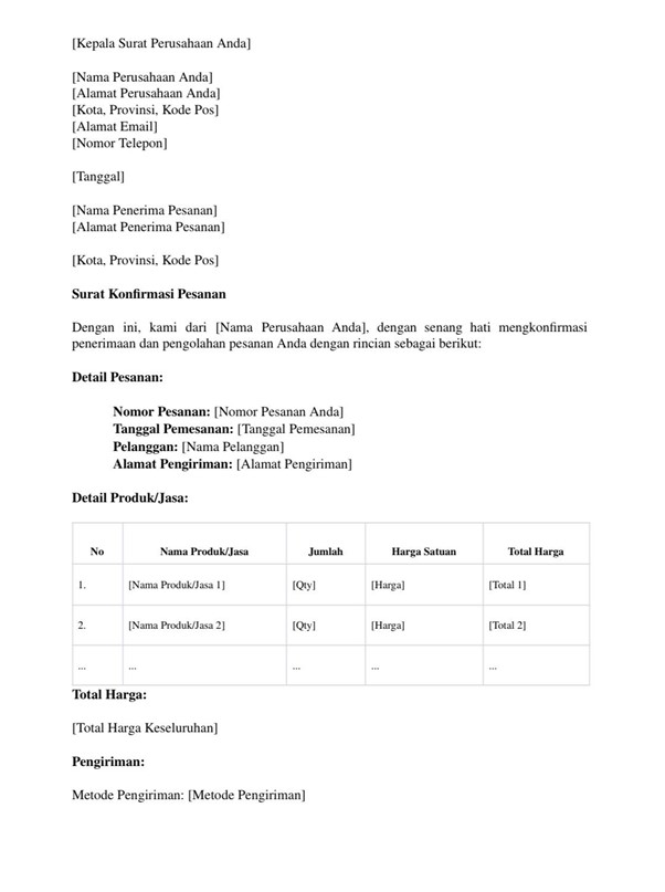 Template Surat Niaga Untuk Berbagai Keperluan DOWNLOAD GRATIS Sumber Informasi